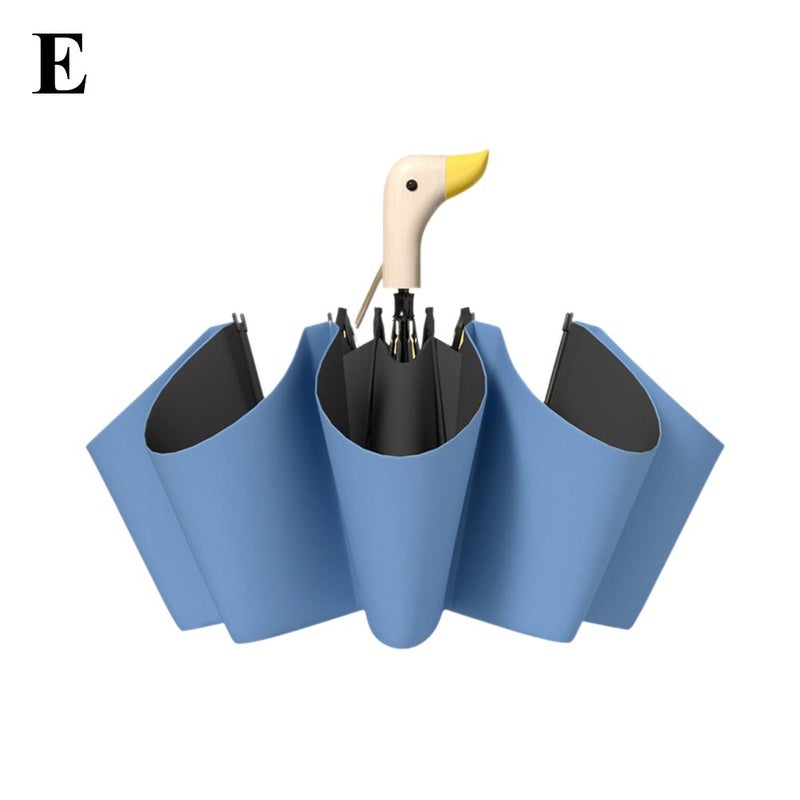 8-rib thickened black rubber duck head umbrella for women, sun protection, UV protection, dual-use for sunny and rainy days.